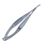 McPherson-Vannas (Trabecular) Iris Scissors, Curved, Sharp Tips, 11mm Mid-Screw To Tip, Serrated Flat Handle, Polished Finish, Overall Length 3-3/8" (85mm) 1574870,11/5/6211,K4-5100,08-03512,E3347