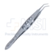 McPherson Suture Forceps, Angled 45 Degrees, 0.4mm, 1 x 2 Teeth, Tying Platforms, 7mm Bend To Tip, Three Hole Handle - 11-6-3421