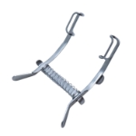 Mellinger Eye Speculum, Fenestrated 17mm Blades, 29mm Spread, Self-Locking Mechanism, Dull Finish, Overall Length 2-5/8" (66mm) 1199213,May-83,E4072