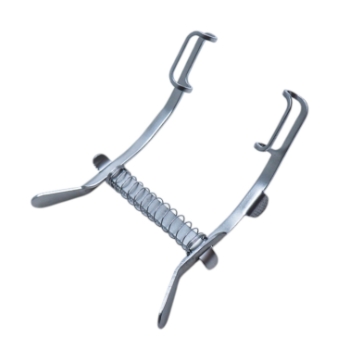 Mellinger Eye Speculum, Fenestrated 17mm Blades, 29mm Spread, Self-Locking Mechanism, Dull Finish, Overall Length 2-5/8" (66mm) 1199213,May-83,E4072