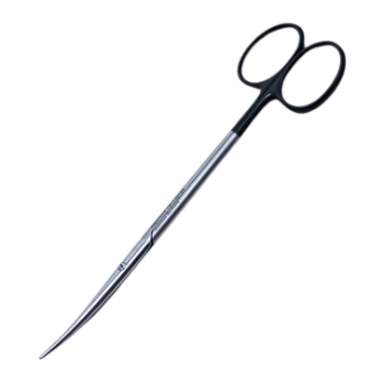Metzenbaum (Lahey) Scissors, Super Cut, Curved, Bottom Blade Serrated, Delicate, Fine, Blunt Tips, Rounded Shanks, Black Ring Handles, Overall Length 5-3/4" (145mm) 