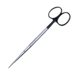 Metzenbaum (Lahey) Scissors, Super Cut, Straight, Bottom Blade Serrated, Delicate, Fine, Blunt Tips, Rounded Shanks, Black Ring Handles, Overall Length 5-3/4" (145mm) 