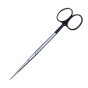 Metzenbaum (Lahey) Scissors, Super Cut, Straight, Bottom Blade Serrated, Delicate, Fine, Blunt Tips, Rounded Shanks, Black Ring Handles, Overall Length 5-3/4" (145mm) 