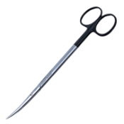 Metzenbaum Nelson Scissors, Super Cut, Curved, Bottom Blade Serrated, Blunt Tips, Rounded Shanks, Black Ring Handles, Overall Length 7" (180mm) 