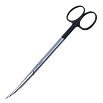 Metzenbaum Nelson Scissors, Super Cut, Curved, Bottom Blade Serrated, Blunt Tips, Rounded Shanks, Black Ring Handles, Overall Length 7" (180mm) 