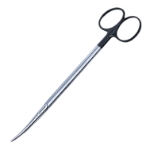 Metzenbaum (Lahey) Scissors, Super Cut, Curved, Bottom Blade Serrated, Delicate, Fine, Blunt Tips, Rounded Shanks, Black Ring Handles, Overall Length 7" (180mm) 