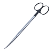 Metzenbaum (Lahey) Scissors, Super Cut, Curved, Bottom Blade Serrated, Delicate, Fine, Blunt Tips, Rounded Shanks, Black Ring Handles, Overall Length 7" (180mm) 