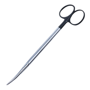 Metzenbaum (Lahey) Scissors, Super Cut, Curved, Bottom Blade Serrated, Delicate, Fine, Blunt Tips, Rounded Shanks, Black Ring Handles, Overall Length 7" (180mm) 
