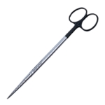 Metzenbaum Scissors, Super Cut, Straight, Blunt Tips, Bottom Blade Serrated, Rounded Shanks, Black Ring Handles, Overall Length 7" (180mm) 