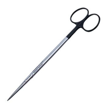 Metzenbaum Scissors, Super Cut, Straight, Blunt Tips, Bottom Blade Serrated, Rounded Shanks, Black Ring Handles, Overall Length 7" (180mm) 