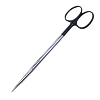 Metzenbaum (Lahey) Scissors, Super Cut, Straight, Bottom Blade Serrated, Delicate, Fine, Blunt Tips, Rounded Shanks, Black Ring Handles, Overall Length 6-1/8" (155mm) 