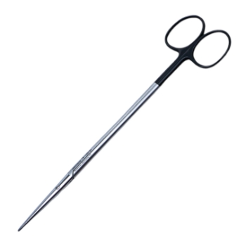 Metzenbaum (Lahey) Scissors, Super Cut, Straight, Bottom Blade Serrated, Delicate, Fine, Blunt Tips, Rounded Shanks, Black Ring Handles, Overall Length 7" (180mm) 