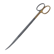 Metzenbaum Scissors, Super Cut, Curved, Delicate, Fine, Blunt Tips, Bottom Blade Serrated, Rounded Shanks, Two Tone Finish, Black Ring Handles, Overall Length 7" (180mm) 