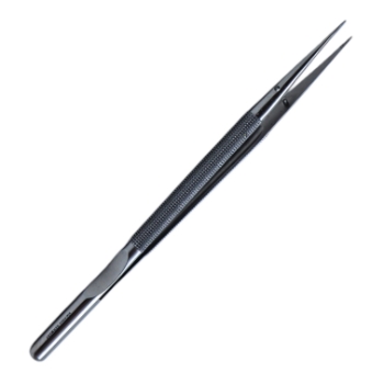 Micro Surgical Forceps, Straight Design, 1mm Diamond Dusted Platform Jaw, Counter Weight, Round Diamond Knurled Handle, Overall Length 7" (178mm) 