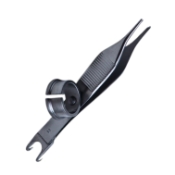 Millard (Adson) Double Hook Forceps, 1 x 2 Teeth, 10mm Hook, Swivel Thimble, Overall Length 4" (100mm) 