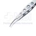 Moody Fixation Forceps, Curved Left, 0.5mm, 1 x 2 Teeth, Thru Handle, Click Lock Thumb Release, Three Hole Handle, Polished Finish, Overall Length 4-1/4" (108mm) - 11-6-3664