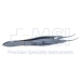 Moody Fixation Forceps, Curved Right, 0.5mm, 1 x 2 Teeth, Through Handle Click Lock, Thumb Release, Polished Finish, Solid Serrated Castroviejo Handle, Overall Length 4-1/4" (108mm) - 5-2664