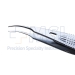 Moody Fixation Forceps, Curved Shafts, 0.5mm, 1 x 2 Teeth, Through Handle Click Lock Thumb Release, Polished Finish, Solid Serrated Castro Handle, Overall Length 4-1/4" (108mm) - 5-2664-L