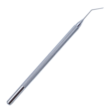 Nagahara Phaco Chopper, For Use In LH, Angled 45 Degrees, Flat Interior Cutting Edge, 10mm Bend To Tip, 1.5mm 60 Degrees Long Cutting Edge, Round Knurled Handle, Overall Length 4-1/2" (114mm) AE2517,AE-2517,2517E,92-2517,AE-2517
