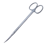 Neuro Prep Scissors, Curved, Sharp, Overall Length 6" (155mm) 