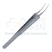 Nordan Colibri Forceps, Colibri Style Tips, 0.12mm, 1 x 2 Teeth, Flattened Round Knurled Handle, Dull Finish, Alignment Pin, Overall Length 4-1/4" (104mm) - 5-4298