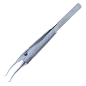 Nordan Special Colibri Forceps, Colibri Style Tips, 0.12mm, 1 x 2 Teeth, Round Knurled Handle Without Flats Cut in Sides, Alignment Pin, Overall Length 4-1/4" (104mm) 