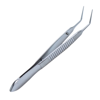 Osher Forceps, 0.12mm, Elschnig 1 x 2 Teeth, Delicate Tying Platform, Handles Finest Suture Material, Overall Length 4-1/8" (104mm) 283185,May-75,E1564