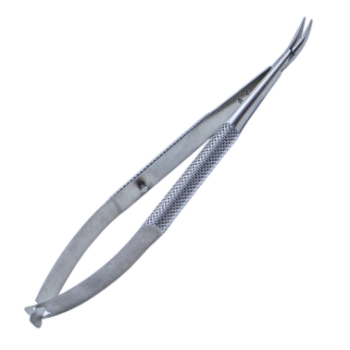 Osher Needle Holder, Curved, Delicate Tapered 9mm Jaw, Without Lock, For Grasping Fine 10-0 Sutures, Round Knurled Handle, Overall Length 4-1/4" (110mm) E3807 WO,4451E,E3807 WO