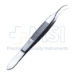 Osher Tying Forceps, Ultra Fine, Curved Shafts, 6.5mm Tying Platform, Serrated Flat Handle, Dull Finish, Overall Length 4" (100mm) - 5-2921