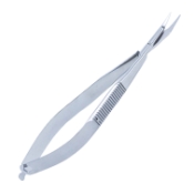 Osher Universal Corneal Scissors, Thin Curved Blades, For Precise 6.5mm Beveled Incision, Blunt Tips, Gentle Curve, 21mm Mid-Screw To Tip, Flat Serrated Spring Handle, Overall Length 4.7" (119mm) 884009,20-May,E3219