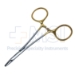Par Needle Holder, TC, Delicate Serrated Jaw, Two Gold Ring Handles, Overall Length 5" (127mm) - 16-1525