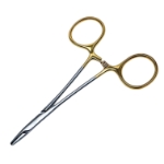 Par Needle Holder, TC, Delicate Serrated Jaw, Two Gold Ring Handles, Overall Length 5" (127mm) 