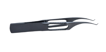 Pierse Type Colibri Micro Forceps, Curved, Colibri Style 0.1mm Pierse Tips, Flat Open Handle, Dull Finish, Overall Length 3-1/8" (78mm) E1943 22,E1943 22