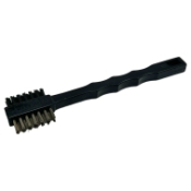 Plastic Handle Tooth Brush Style Cleaning Brush, Double Sided, Stainless Steel One Side, Nylon On Other Side, Bristle Face 1/2" In Height, Overall Length 7-3/4" (197mm) Sold 3 Per Package 
