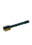 Plastic Handle Tooth Brush Style Cleaning Brush, Double Sided, Stainless Steel, One Side Brass, 1/2" In Height, Overall Length 7-3/4" (197mm), Sold 3 Per Package 