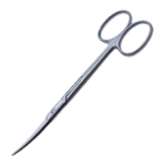 Plastic Scissors, Curved, Flat Round Shanks, Blunt Beveled Blades, Two Tone Finish, Overall Length 5" (125mm) 