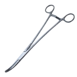 Powell Wertheim Hysterectomy Forceps, Curved, Serrated Jaws, Ratchets, Overall Length 10" (250mm) 