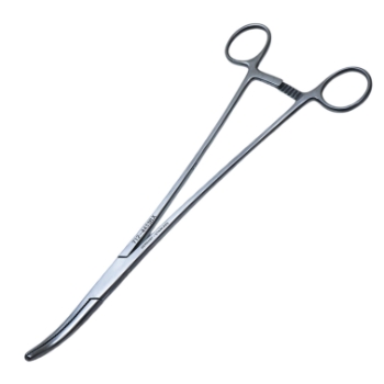 Powell Wertheim Hysterectomy Forceps, Curved, Serrated Jaws, Ratchets, Overall Length 10" (250mm) 