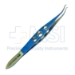 Castroviejo Colibri Forceps, Titanium, 0.12mm, 1 x 2 Teeth Set At 45 Degrees, Without Tying Platform, Three Hole Handle, Overall Length 4-1/8" (105mm) - 11-6-2011-T