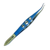Castroviejo Colibri Forceps, Titanium, 0.12mm, 1 x 2 Teeth Set At 45 Degrees, Without Tying Platform, Three Hole Handle, Overall Length 4-1/8" (105mm) 
