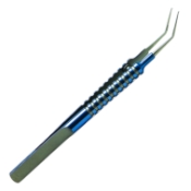 Kraff-Utrata Capulorhexis Forceps, Titanium, Extremely Thin Shanks, 11mm Tip To Bend, Sharp Tips, Round Handle, Round Grooves For Grip, Overall Length 4" (100mm) 