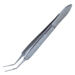 Carlson Style DSEK Forceps, Angled Shafts, Delicate Smooth Straight Platform Style Tips, 11mm From Bend To Tips, Stops, Overall Length 3-3/8" (86mm) 453023,May-40,E2039