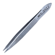 Cilia Forceps, Narrow Smooth Jaws, Serrated Handle, Polished Finish, Overall Length 3-1/3" (84mm) 500870,May-71,E2160