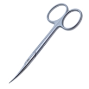 Eye Scissors, Curved, Sharp Tips, 32mm Mid-Screw To Tip, Ribbon Style Ring Handle, Polished Finish On Blades, Overall Length 4-1/4" (109mm) 963267,May-37,K4-7410,E3426
