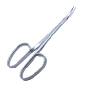 Iris Scissors, Curved, Sharp Tips, 18mmm Mid-Screw To Tip, Ribbon Style Ring Handle, Polished Finish On Blades, Overall Length 3-7/8" (98mm) 916151,May-08,08-03319,E3397 I