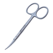 Iris Scissors, Curved, Sharp Tips, Light Standard Pattern, 25mm Mid-Screw To Tip, Ribbon Style Ring Handle, Polished Finish On Blades, Overall Length 3-7/8" (100mm) 956692,May-19,08-03313,E3408