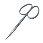 Scissors, Curved, Light, Blunt Tips, 18mm Mid-Screw To Tip, Ribbon Style Ring Handle, Polished Finish, Overall Length 7/8" (99mm) 1022436,May-99,E3588I