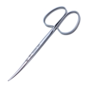 Strabismus Scissors, Curved, Blunt Tips, 29mm Mid-Screw To Tip, Ribbon Style Ring Handle, Polished Finish On Rounded Blades, Overall Length 4-1/4" (109mm) 1016227,May-82,K4-9030,08-03612,E3571 I