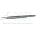 Micro Gerald Tissue Forceps, Straight, Delicate, 1 x 2 Teeth, 1.5mm Guide Pin, Flat Serrated Handle, Overall Length 7" (180mm) - 5115-238