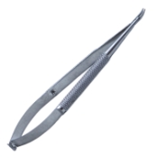 Needle Holder, Moderately Curved, Delicate 6mm Jaws, Without Lock, 12mm Mid-Screw To Tip, Round Knurled Small Handle, Dull Finish, Overall Length 4-7/8" (125mm) 1130914,May-96,K6-3830,E3885